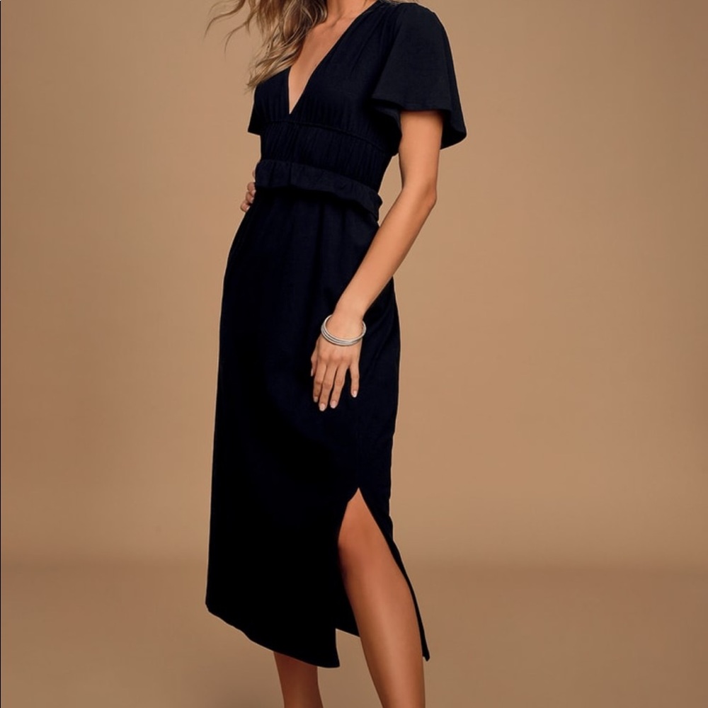 Simple Kind of Love Black Short Sleeve Midi Dress